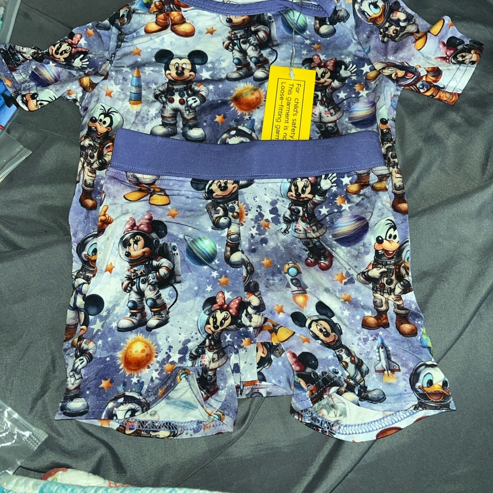 Disney Kids Pajama Set - Purple Mickey Mouse Space Theme